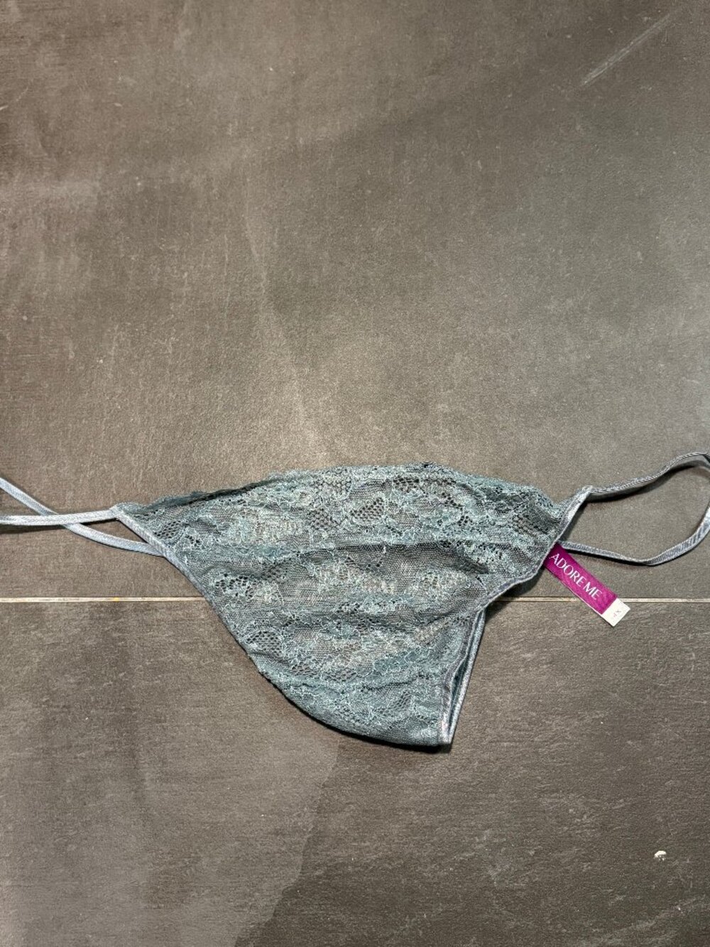 Adore Me Gray Floral Lace Thong Panty 4X